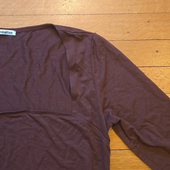 Reformation, Square Neck Long Sleeve Top, Brown, VGUC, Women's M - Picture 5 of 12